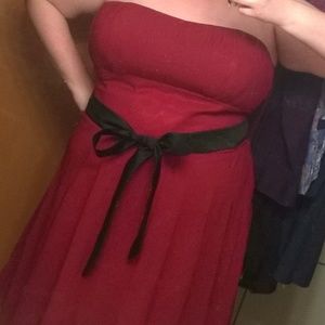 Short Red Strapless Bridesmaid Dress